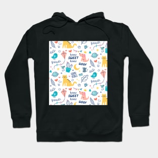 Cute colorful doodle cat Hoodie